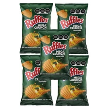 Sabritas Mexican Chips Ruffles mega crunch jalapeño, 5 bags 42g each
