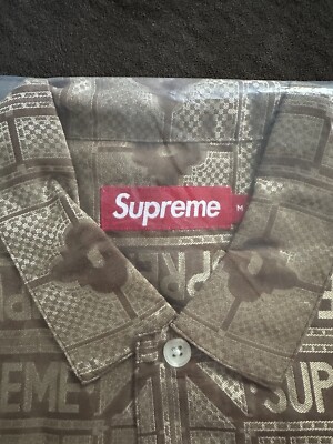 Supreme Tray Jacquard Shirt Tan Size M Brand New | eBay