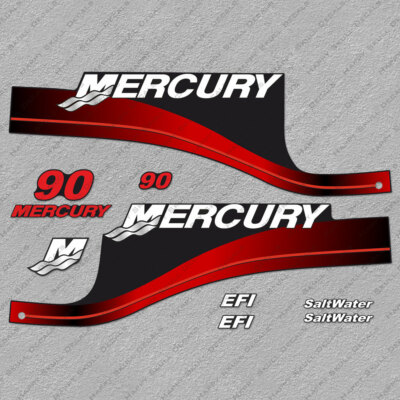 Mercury 90hp EFI Saltwater Outboard Decals – Blue Sticker Set Reproduction