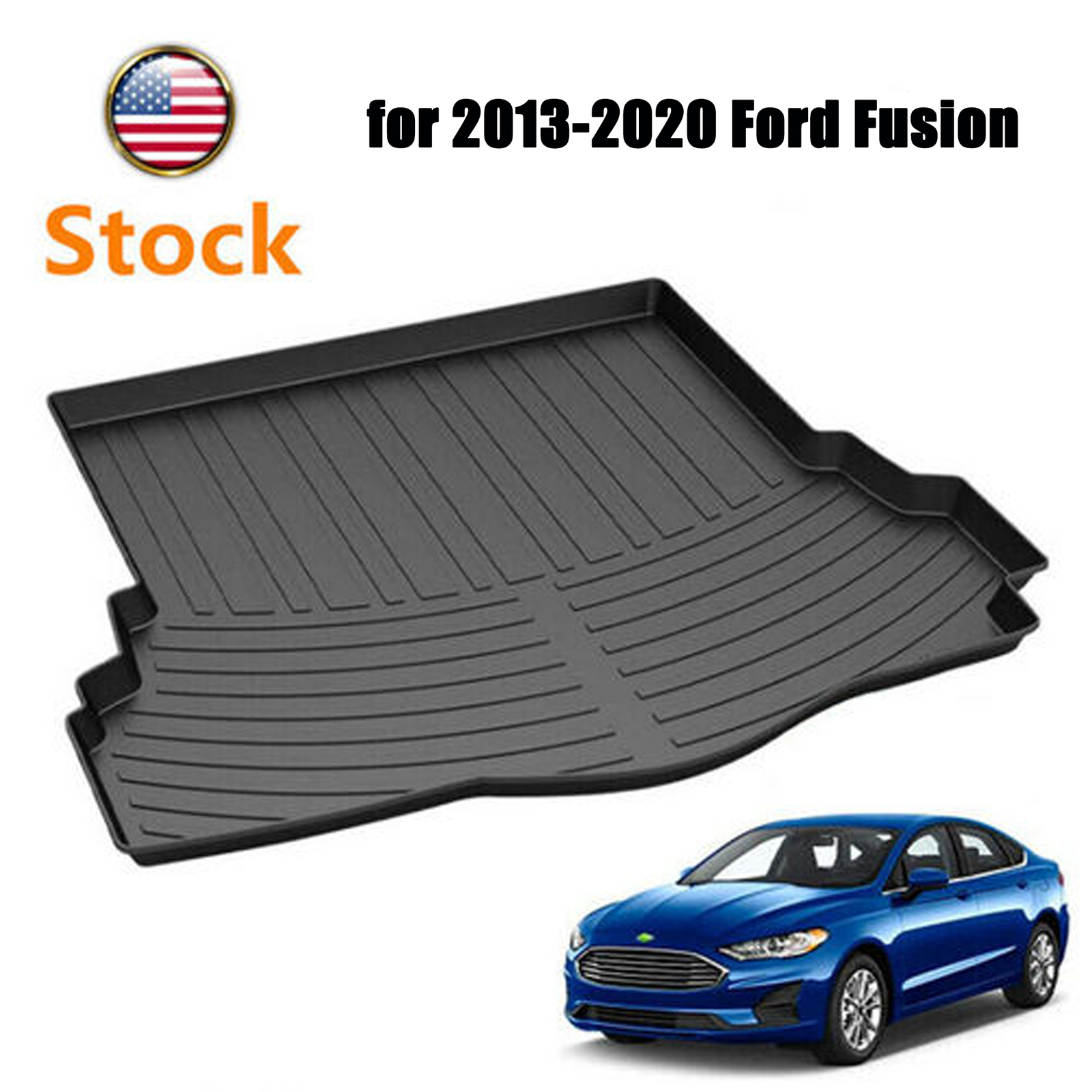 Alfombrilla de cubierta de piso con revestimiento de maletero de carga trasera negra para motor de gasolina Ford Fusion 2013-2020