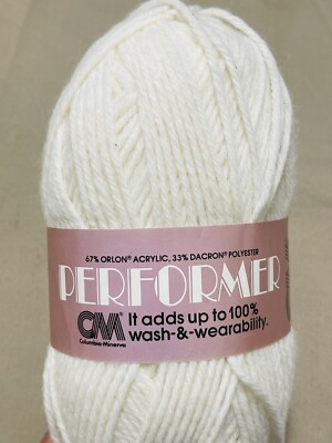 Columbia-Minerva Performer Yarn Off White Color #3902 - 4 ozs 1 Skein Yarn VTG