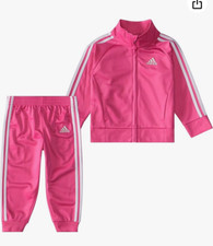New adidas Girl's Zip Front Classic Tricot Jacket and Joggers Set Size 12 Month