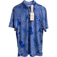 Tommy Bahama Miramar Blooms Polo Palace Blue Floral Short Sleeve Shirt 99
