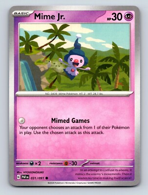 Mime Jr HP 30 Mimed Games Ability Light Pink Pokmon Card | eBay