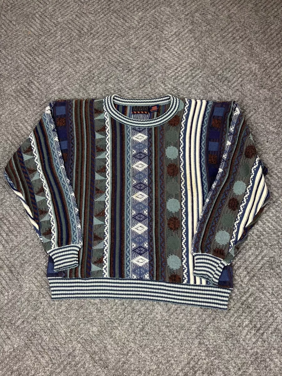 Vintage American Priority Sweater Adult Large 3D Knit Crewneck