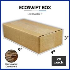 20 9x4x3 "EcoSwift" Brand Cardboard Box Packing Mailing Shipping Corrugated