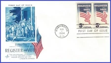 USA5 #1249 U/A ARTCRAFT FDC STR2  Register and Vote