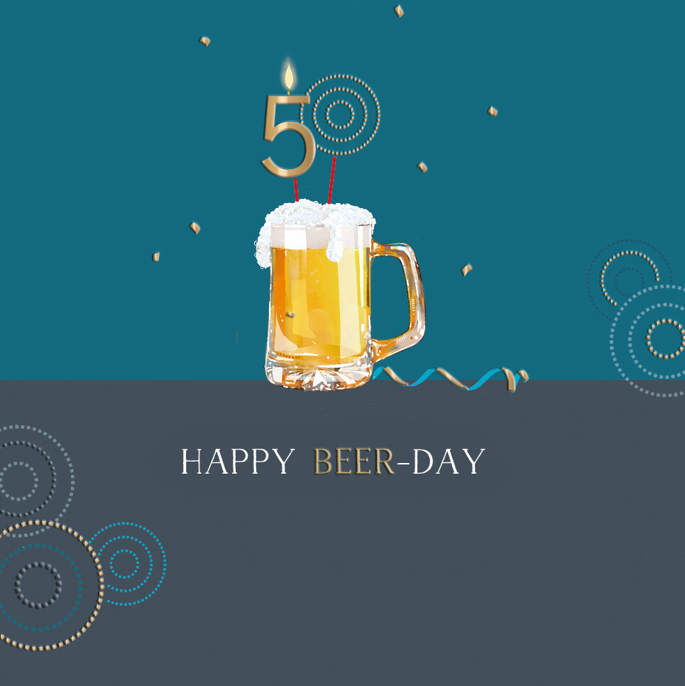 50 Happy Beer-Day Birthday Greeting Card By The Curious Inksmith Greetings Card