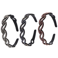 3PCS Rhinestone Leaf Headband Teeth Hair Band Diamante Hair Accessories