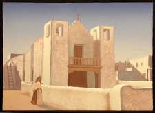 Joy Purmal Piek "Taos Mission" Signed & Numbered Lithograph, San Geronimo Chapel