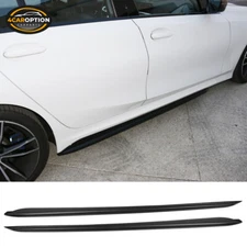Fits 19-25 BMW G20 M Sport Bumper M-Performance Side Skirts Matte Black 2PC ABS