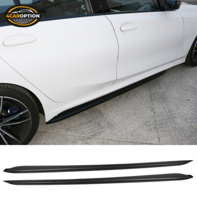 Fits 19-26 BMW G20 M Sport Bumper M-Performance Side Skirts Matte Black 2PC ABS