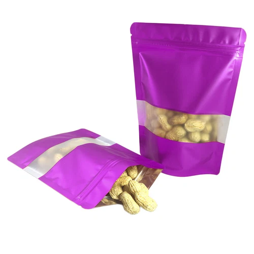 Purple Foil Bags Food Safe Mylar Baggies Smell Proof Stand Up Bag With Window - Picture 8 of 19