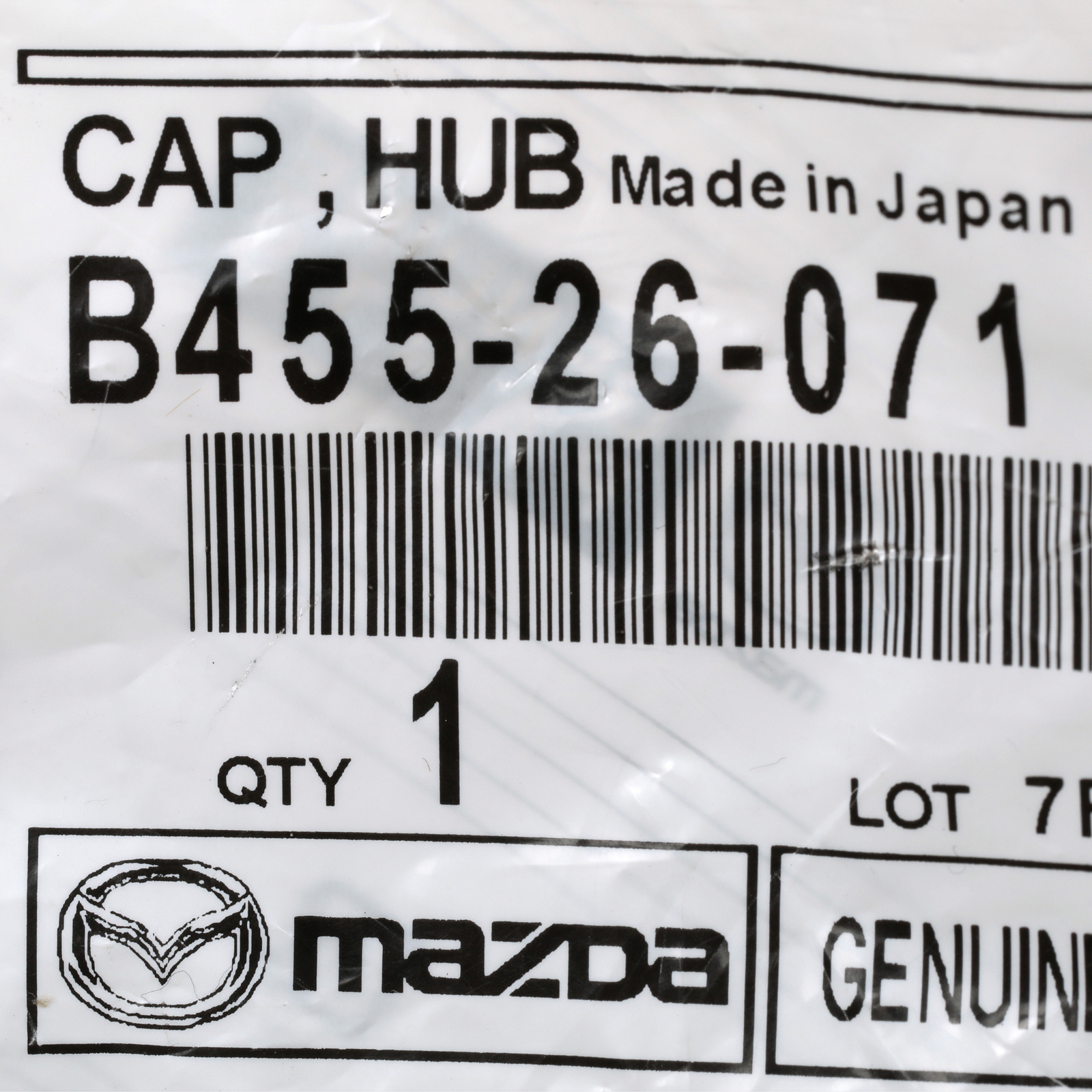 Mazda 323 MX3 Miata Protege Wheel Bearing Dust Hub Cap B45526071 OEM