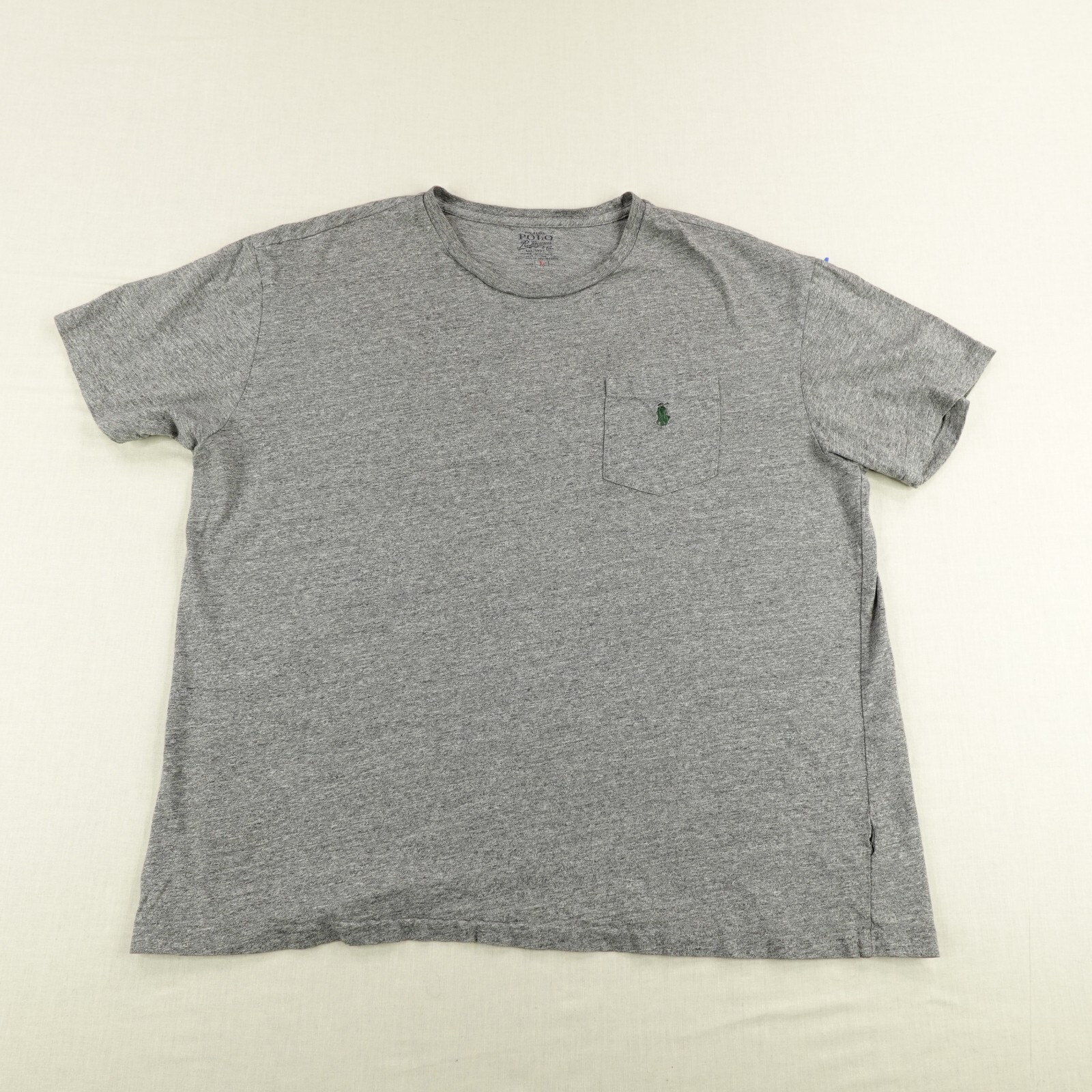 Polo Ralph Lauren camicia uomo grande grigia manica corta girocollo tasca logo pony ^