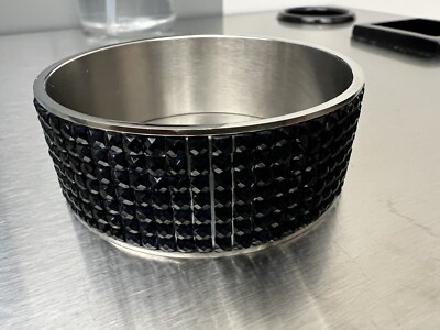 Stainless Steel Bangle Covered In Deep Blue Crystals | eBay