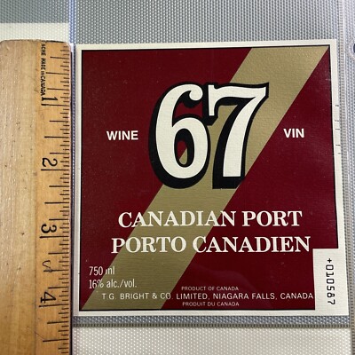 Vintage 1967 Brights Winery 67 Canadian Port Wine UNUSED Paper
