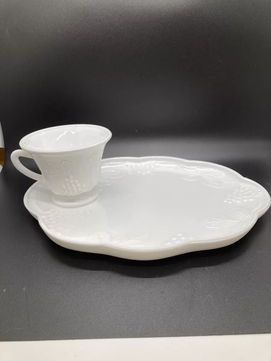 Milk glass shop luncheon set