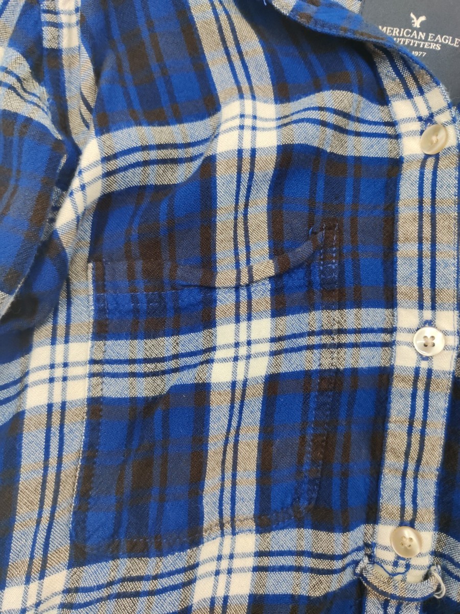 American Eagle Womens Amm-mazingly Soft Flannel Shirt Sz S Plaid Boyfriend Fit View 4