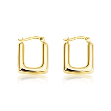 14K Yellow Gold Square Hoop Earrings