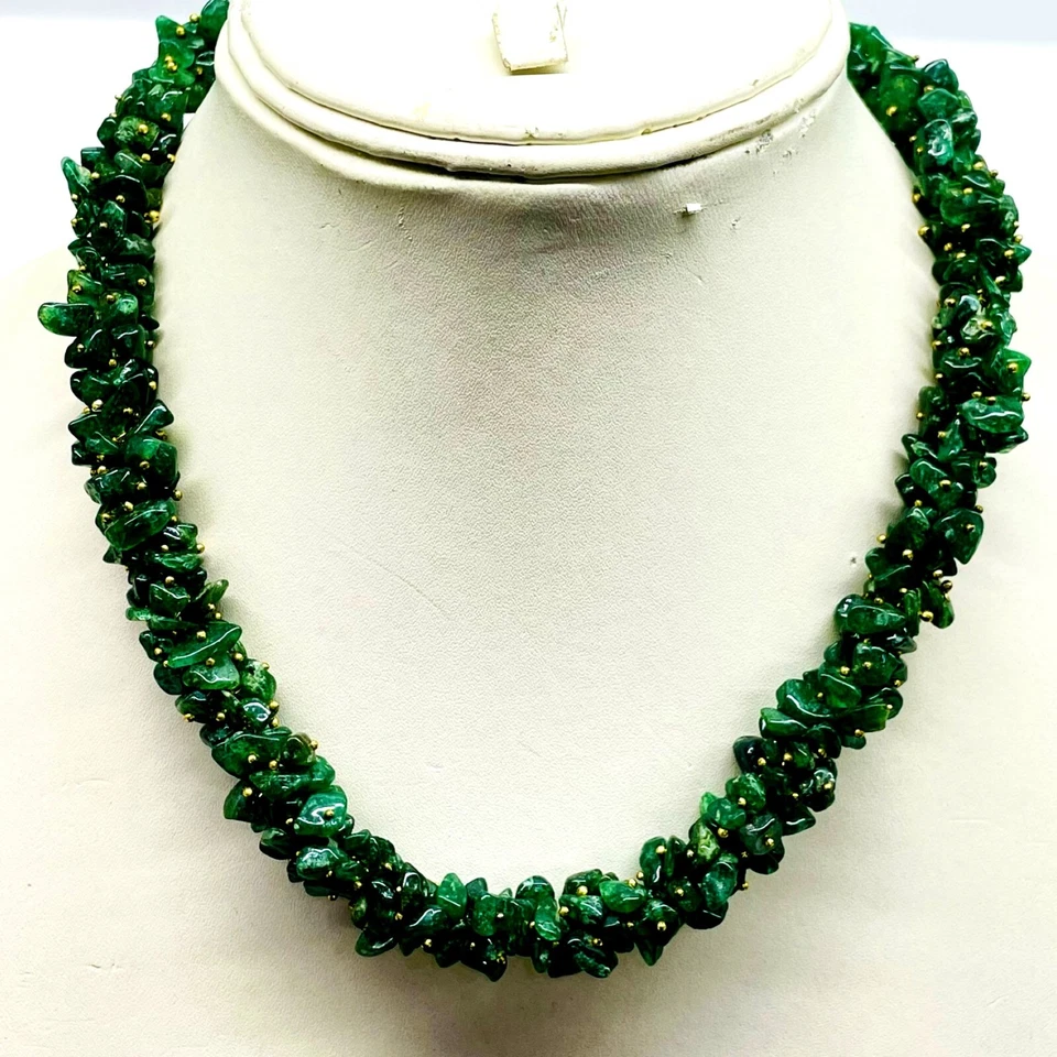 45.7cm Natürlich Aventurin Quarz Reich Grün Boutique Designer Perlen Halskette - Bild 3 von 4