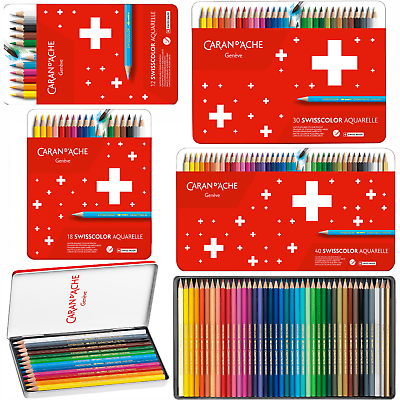 Caran d'Ache Swisscolor Water-Soluble Colored Pencils - Set of 30