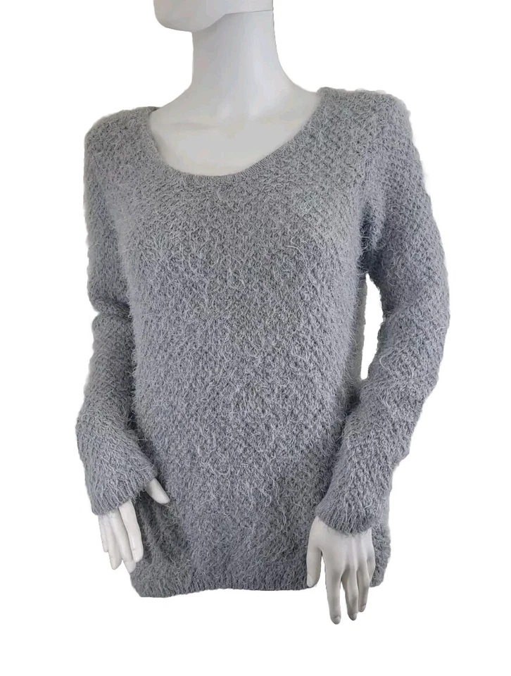 Suéter Top Attention Para Mujer Talla S Tejido Abierto Difuso Gris Malva Manga Larga 34 Foto 2 de 4