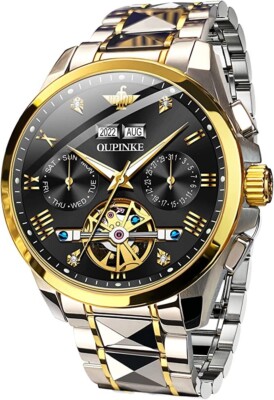 OUPINKE Men's Wrist Watch Automatic Mechanical Tungsten Steel Luxury Gift NEW