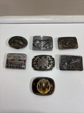 VTG LOT 7 Heavy Belt Buckles Bass, Fish, Elk, Deer, Budweiser, ETC