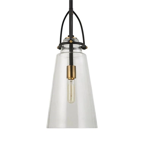 Uttermost Saugus 1-light Steel and Glass Pendant in Black and Brass - Picture 6 of 10