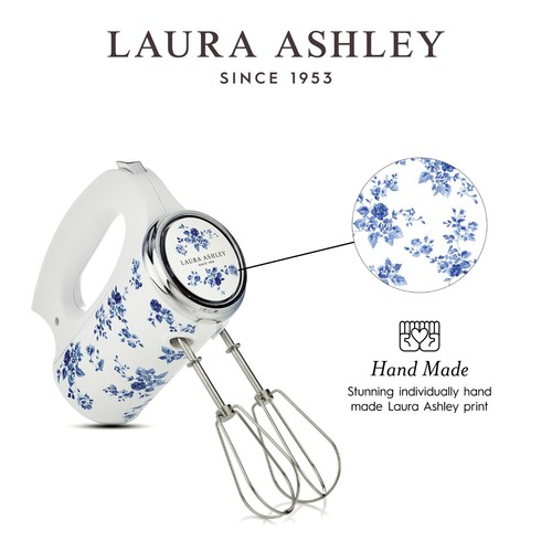 Laura Ashley Hand Mixer by VQ 5Speed Settings Stainless Steel Beaters China Rose - Picture 3 of 7