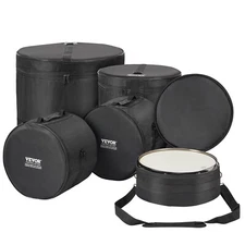 VEVOR 5-Piece Drum Bag Set Padded Drum Cases 1680D Oxford Fabric Foldable