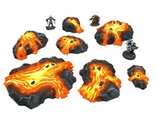  Premium Lava Terrain Set (Handmade for Warhammer 40k, Dungeons & Dragons, etc)
