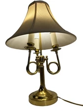 VTG ALSY 3 Arm Brass Plated French Horn Style Bouillotte Table Lamp NO Shade 22”