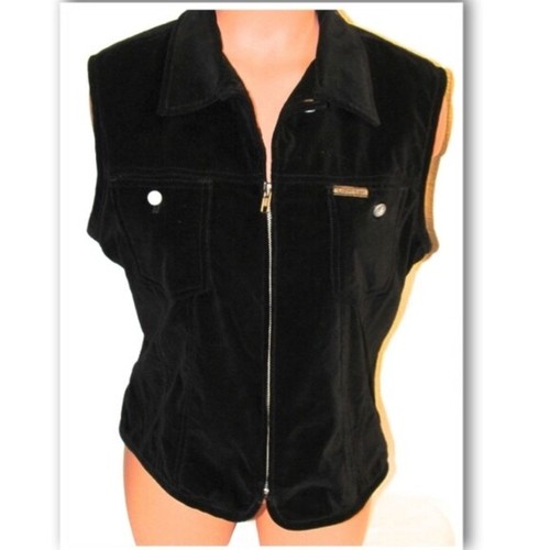 Black Cotton Velvet Vest Size 