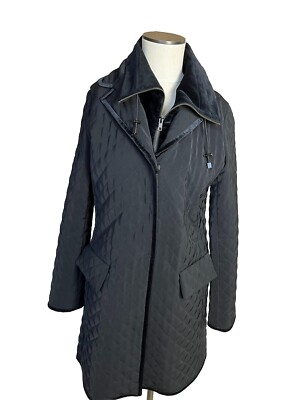 Jane Post Neiman Marcus Black Velvet Trimed Neck Quilted Jacket