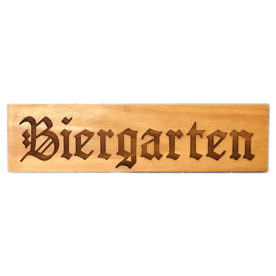 Biergarten German Bavarian Beer Garden SIGN Plaque ENGRAVED Wooden Home Decor