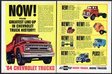 1964 CHEVROLET Trucks Vintage Original 2 page Print AD U80 Tilt-Cab W80 Series