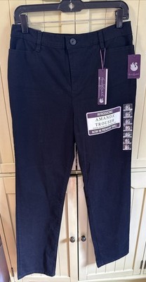 NEW Black Amanda Trousers Gloria Vanderbilt Tummy Slim Panel Classic Rise Size 6
