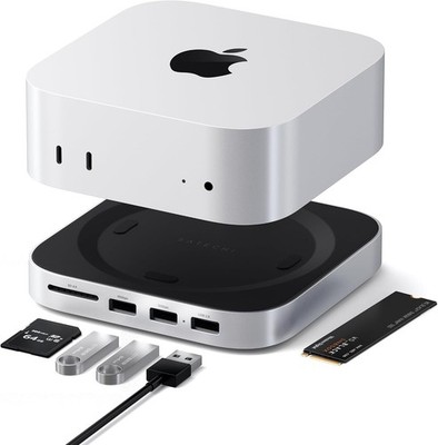 Satechi Mac mini M4 Hub Stand SSD Enclosure 2 USB A Ports