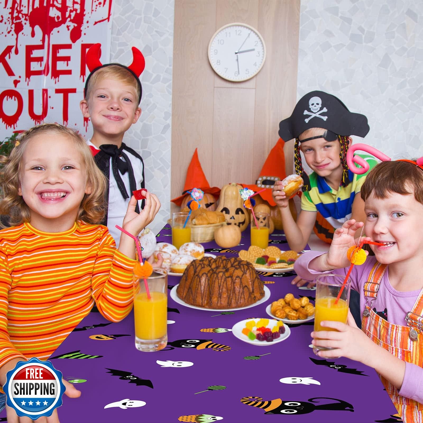 Remerry 6 Pieces Halloween Tablecloth Disposable Plastic Tableclo