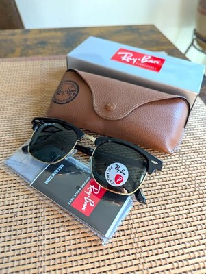 Ray-Ban Clubmaster POLARIZED RB3016 51mm Sunglasses - Black / Green Lens