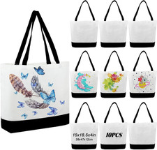 10 Pcs Sublimation Tote Bags Blanks Canvas Tote Bags Bulk Plain Tote Bag to Deco