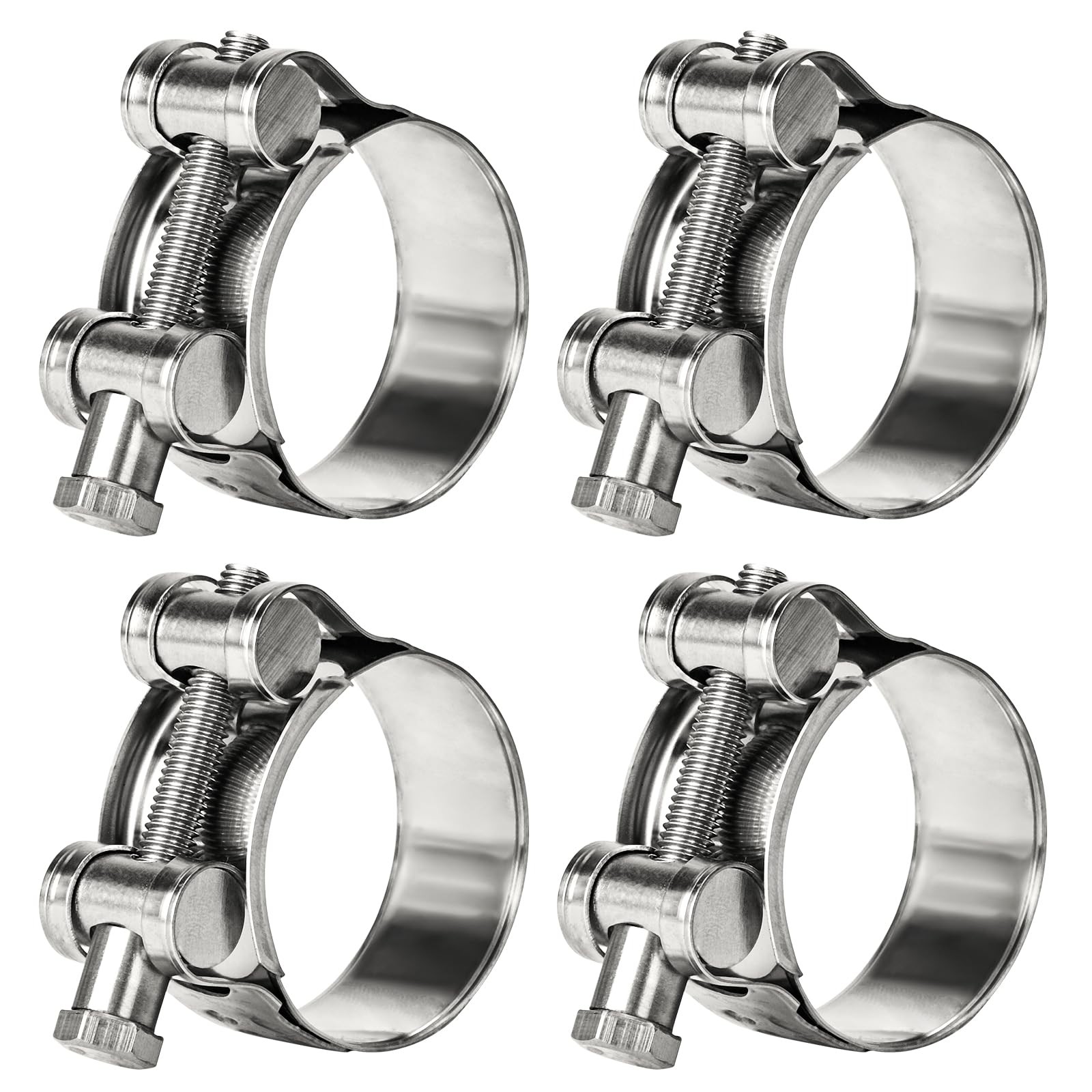 4 Pack Sieqioor T-Bolt Hose Clamps 304 Stainless 23-25mm 4 Pack, Metallic