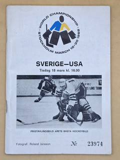 1969 Ice Hockey World Championship Program USA vs. Sweden Ulf Sterner Mayasich