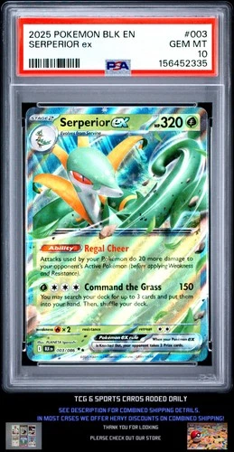 2025 Pokemon Blk En-Black Bolt Pokémon #003 Serperior Ex PSA 10