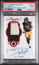 TJ Watt 2019 Flawless Ruby RPA /15 PSA 9 MINT Rookie Patch Auto Steelers T.J.