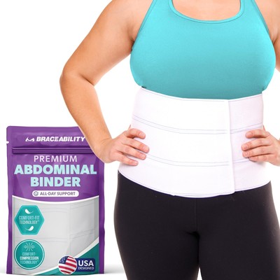 BraceAbility Plus Size Bariatric Abdominal Stomach Binder-XXXL Belly Support