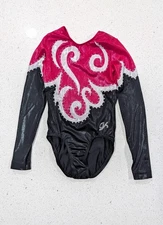 CHRISTMAS Magenta GK Elite Large Gymnastics Dance Leotard Competition RHINESTONE