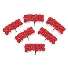 144 Pcs Mini Artificial Rose Flower Heads and Stem, Bright Red